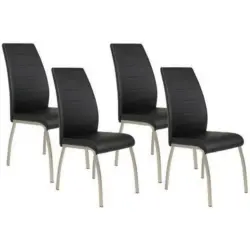 Stuhl-Set 4 Stück in Stahl Lederlook