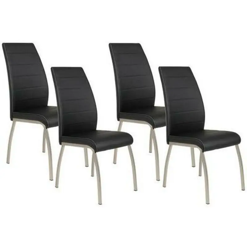 Stuhl-Set 4 Stück in Stahl Lederlook