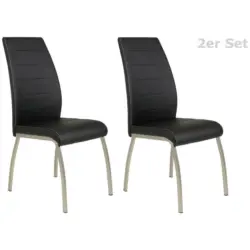 Stuhl-Set 2 Stück in Stahl Lederlook
