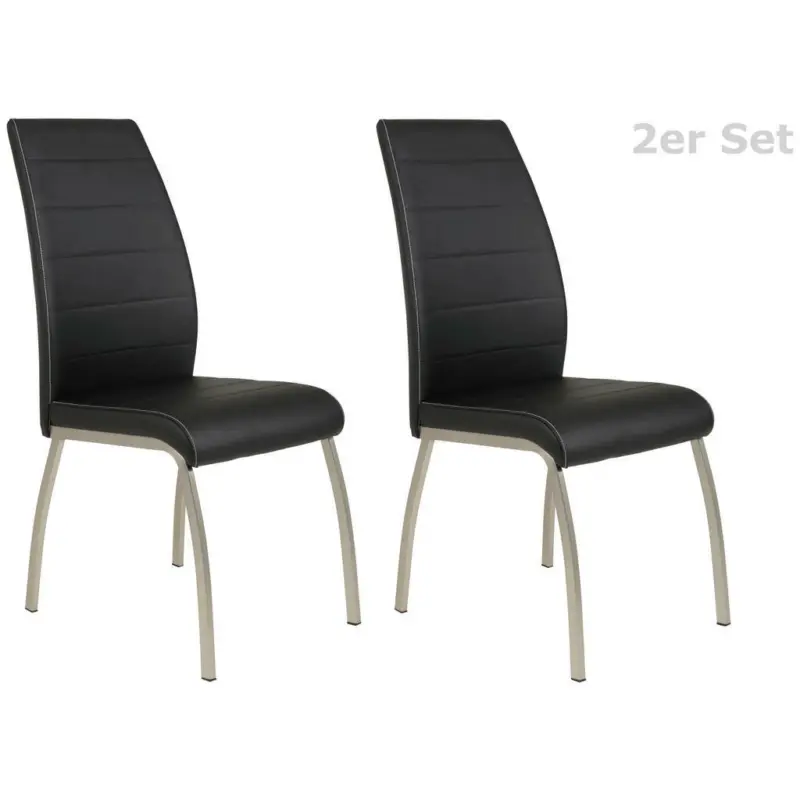 Stuhl-Set 2 Stück in Stahl Lederlook