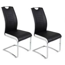 Schwingstuhl-Set 2 Stück in Stahl Lederlook