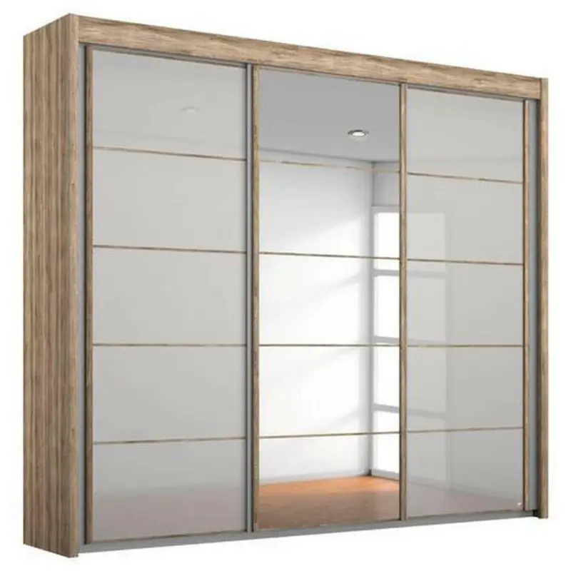 Schwebetürenschrank in Grau, Eichefarben
