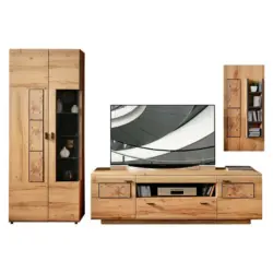 Wohnwand 299/201/47 cm in Graphitfarben, Buchefarben