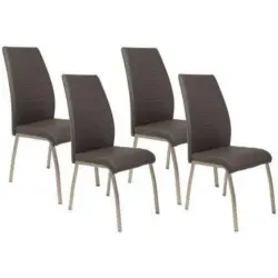 Stuhl-Set 4 Stück in Stahl Lederlook