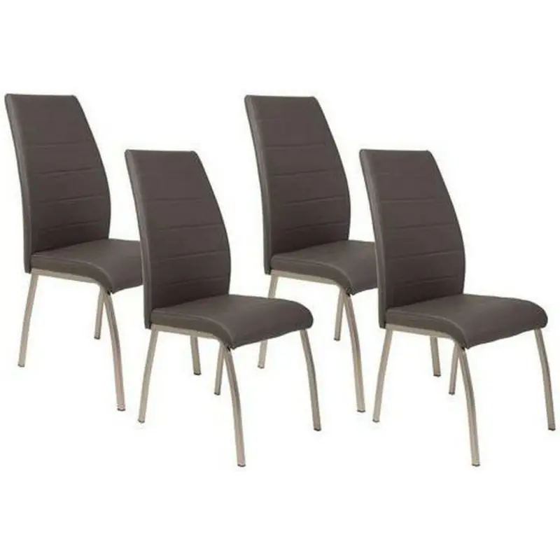 Stuhl-Set 4 Stück in Stahl Lederlook
