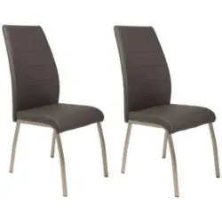 Stuhl-Set 2 Stück in Stahl Lederlook