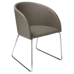 Armlehnstuhl in Aluminium Lederlook