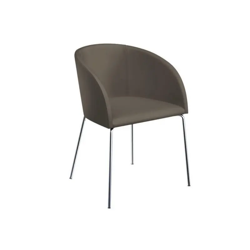 Armlehnstuhl in Aluminium Lederlook