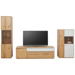 Wohnwand 330/204/50 cm in Weiß, Eichefarben