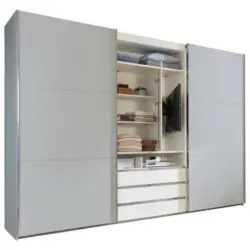 Schwebetürenschrank in Weiß, Hellgrau