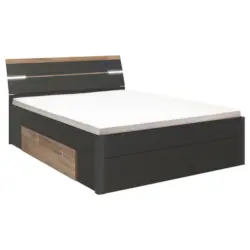 Stauraumbett 160/200 cm in Graphitfarben, Eichefarben