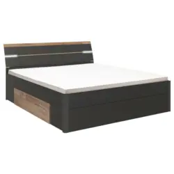 Stauraumbett 180/200 cm in Graphitfarben, Eichefarben