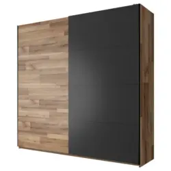 Schwebetürenschrank in Graphitfarben, Eichefarben