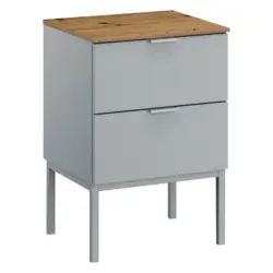 Nachtkästchen in Grau, Eichefarben