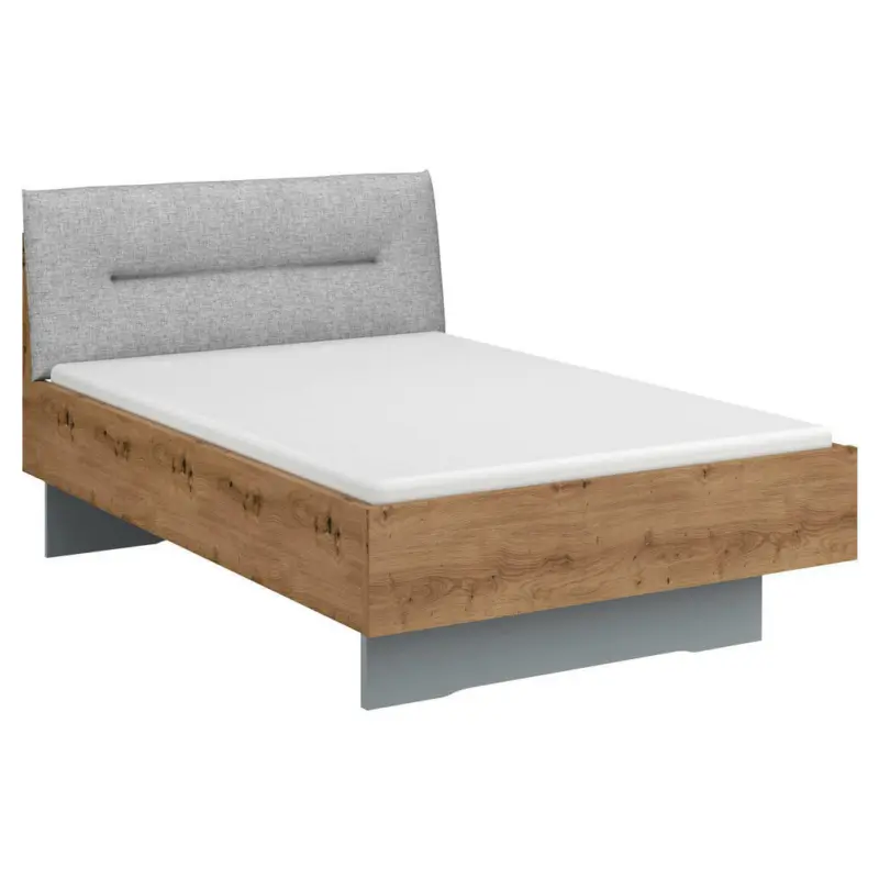 Bett 120/200 cm in Grau, Eichefarben