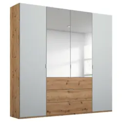 Drehtürenschrank in Grau, Eichefarben