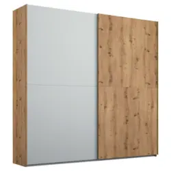 Schwebetürenschrank in Grau, Eichefarben