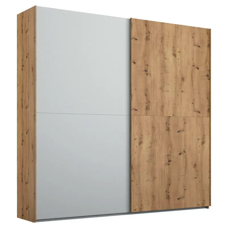 Schwebetürenschrank in Grau, Eichefarben