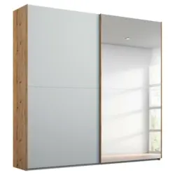 Schwebetürenschrank in Grau, Eichefarben
