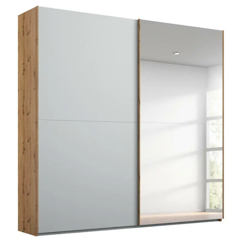 Schwebetürenschrank in Grau, Eichefarben