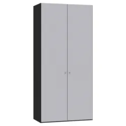 Drehtürenschrank in Schwarz, Hellgrau