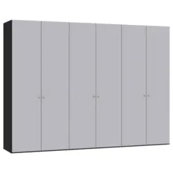 Drehtürenschrank in Schwarz, Hellgrau