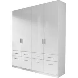 Drehtürenschrank in Weiß, Weiß Hochglanz