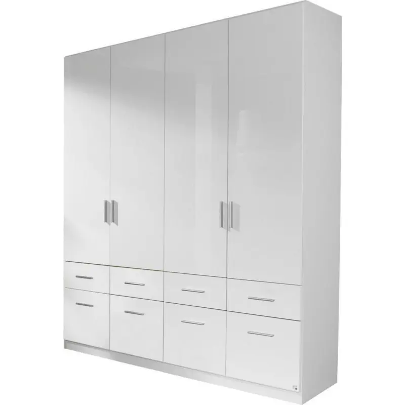 Drehtürenschrank in Weiß, Weiß Hochglanz