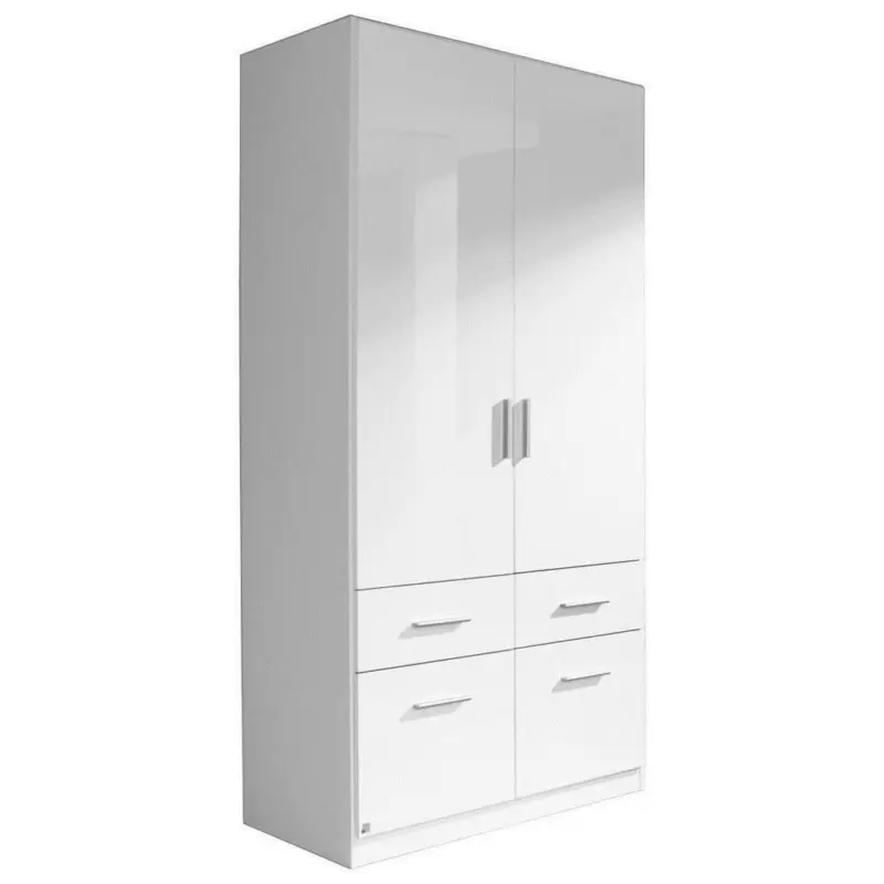 Drehtürenschrank in Weiß, Weiß Hochglanz