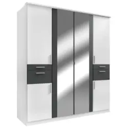 Kleiderschrank in Graphitfarben, Weiß