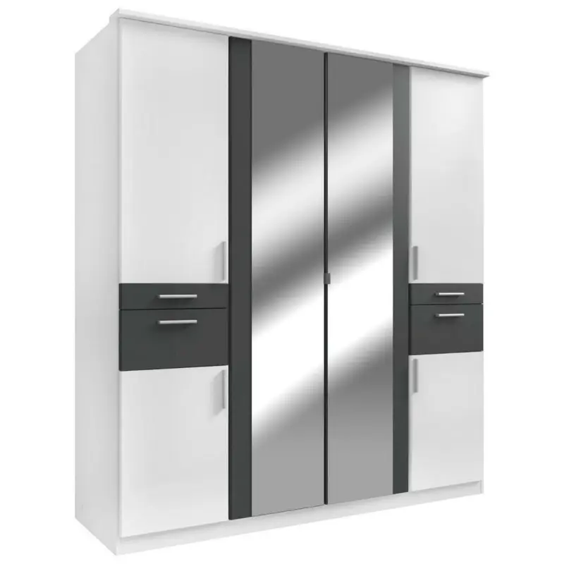 Kleiderschrank in Graphitfarben, Weiß