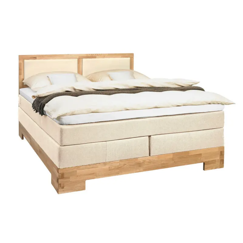 Boxspringbett 160/200 cm in Eichefarben, Beige