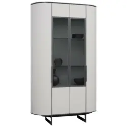 Vitrine in Anthrazit, Beige