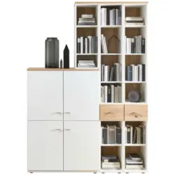 Regalkombination 150/215/40 cm in Weiß, Alteiche