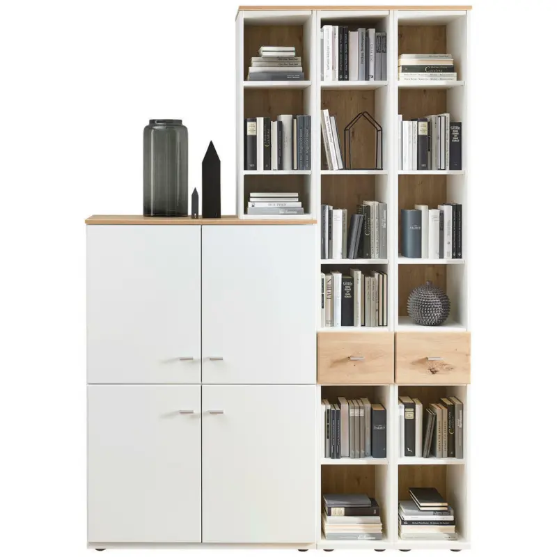 Regalkombination 150/215/40 cm in Weiß, Alteiche