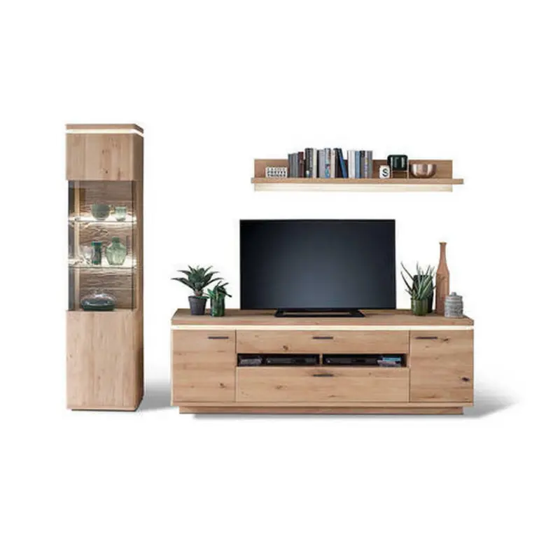 Wohnwand 280/204/50 cm in Eichefarben