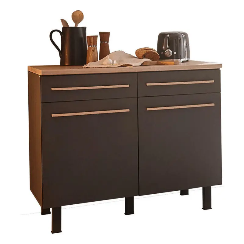 Küchenunterschrank 100/90/60 cm in Anthrazit, Sonoma Eiche