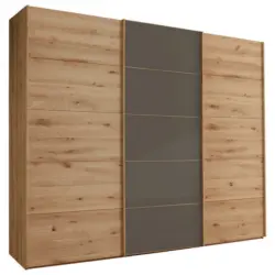 Schwebetürenschrank in Dunkelbraun, Eiche Bianco