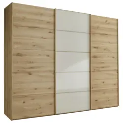 Schwebetürenschrank in Champagner, Eiche Bianco