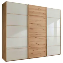 Schwebetürenschrank in Champagner, Eiche Bianco