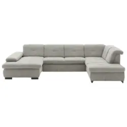 Wohnlandschaft inkl.Funktionen in Webstoff Alufarben