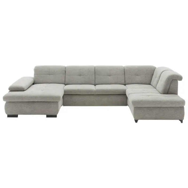 Wohnlandschaft inkl.Funktionen in Webstoff Alufarben