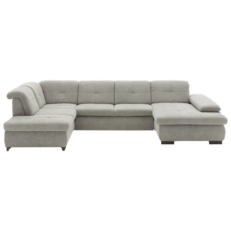 Wohnlandschaft inkl.Funktionen in Webstoff Alufarben