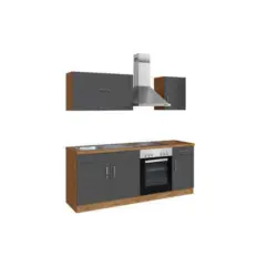 Küchenblock in Anthrazit, Eichefarben