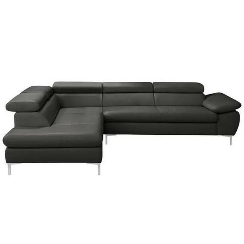 Ecksofa in Echtleder Schwarz