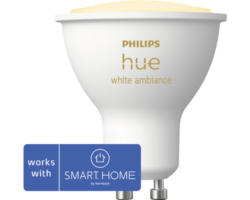 Philips hue Reflektorlampe White Ambiance dimmbar weiß GU10 4,3W 250 lm warmweiß- tageslichtweiß 1 Stk - Kompatibel mit SMART HOME by hornbach