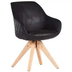 Armlehnstuhl in Holz, Textil Schwarz, Eichefarben