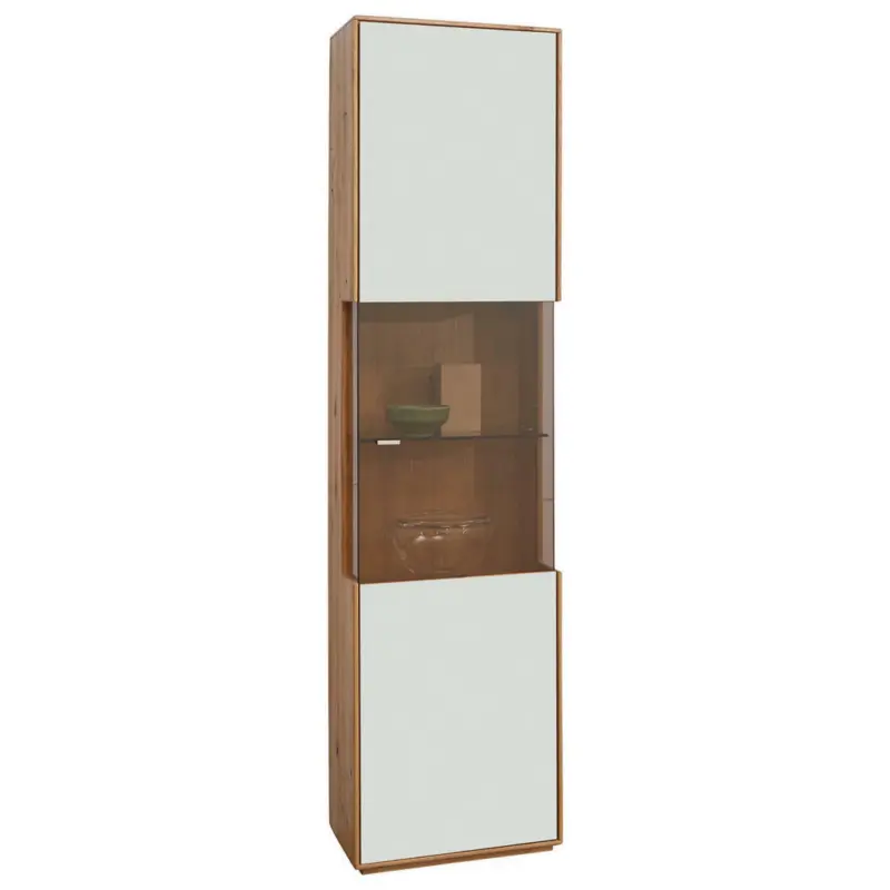 Vitrine in furniert, massiv Wildeiche Weiß, Wildeiche