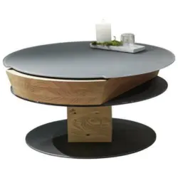 Couchtisch in Holz, Metall, Glas 80/35,5/80 cm