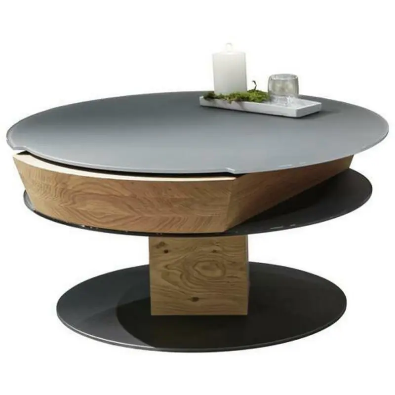 Couchtisch in Holz, Metall, Glas 80/35,5/80 cm